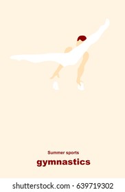 Vector illustration. Illustration shows a gymnast performing acrobatic movements on a goat. Sport. Gymnastics