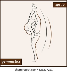 Vector illustration. Illustration shows a gymnast performs acrobatic moves. Sport. Gymnastics