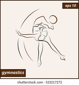 Vector illustration. Illustration shows a gymnast performs acrobatic moves. Sport. Gymnastics