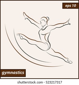 Vector illustration. Illustration shows a gymnast performs acrobatic moves. Sport. Gymnastics