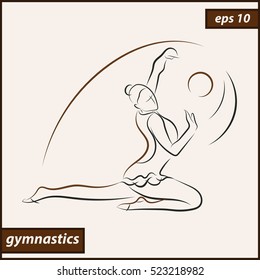 Vector illustration. Illustration shows a gymnast performs acrobatic moves. Sport. Gymnastics