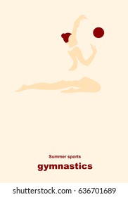 Vector illustration. Illustration shows a gymnast performs acrobatic moves. Sport. Gymnastics.