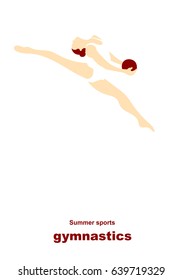 Vector illustration. Illustration shows a gymnast performs acrobatic moves. Sport. Gymnastics