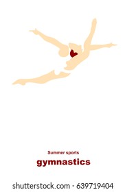 Vector illustration. Illustration shows a gymnast performs acrobatic moves. Sport. Gymnastics