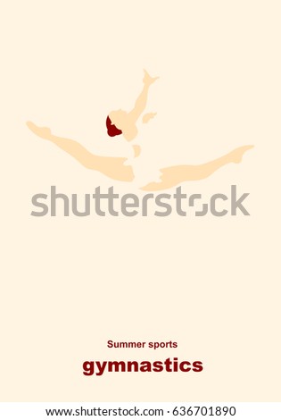 Vector illustration. Illustration shows a gymnast performs acrobatic moves. Sport. Gymnastics.