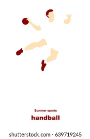 Vector illustration. Illustration shows a handball player in the attack. Sport. Handball