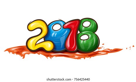 Vector illustration shows holiday card happy new year 2018
