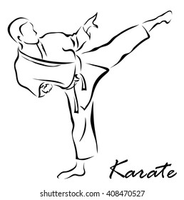 Vector illustration. Illustration shows a Karate kicks. Karate