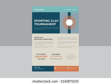 Vector Illustration. Illustration Shows A Kind Of Sport. Clay Pigeon Shooting Flyer, Shooting Skeet Flyer Template, Poster, Banner, Vector Eps.