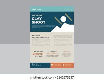 Vector Illustration. Illustration Shows A Kind Of Sport. Clay Pigeon Shooting Flyer, Shooting Skeet Flyer Template, Poster, Banner, Vector Eps.