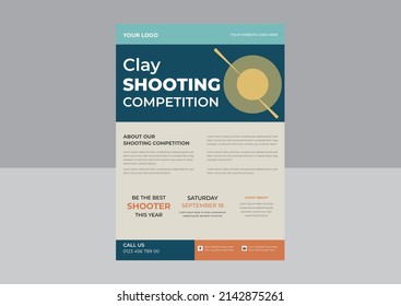 Vector Illustration. Illustration Shows A Kind Of Sport. Clay Pigeon Shooting Flyer, Shooting Skeet Flyer Template, Poster, Banner, Vector Eps.