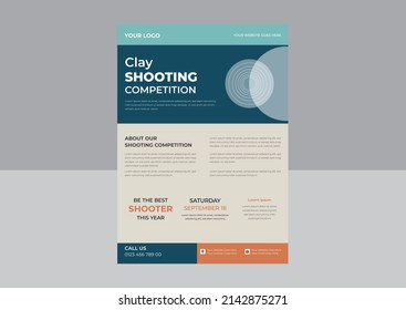 Vector Illustration. Illustration Shows A Kind Of Sport. Clay Pigeon Shooting Flyer, Shooting Skeet Flyer Template, Poster, Banner, Vector Eps.