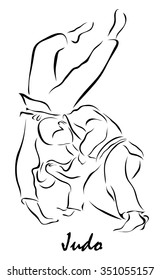 Vector illustration. Illustration shows a kind of sport. Judo