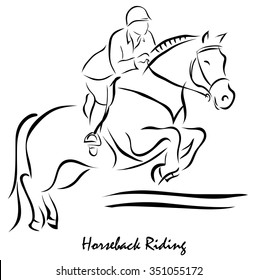 Vector illustration. Illustration shows a kind of sport. Horseback Riding?