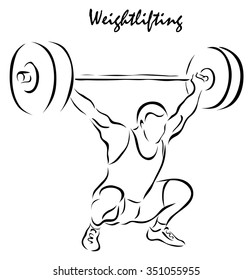Vector illustration. Illustration shows a kind of sport. Weightlifting