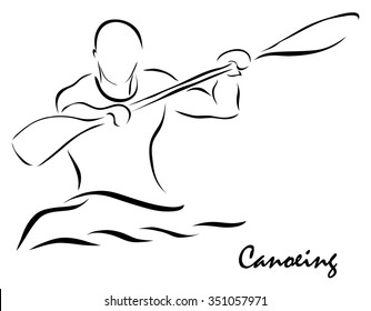 Vector illustration. Illustration shows a kind of sport. Canoeing