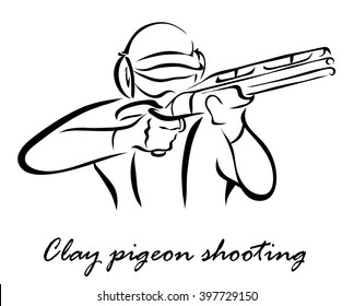 Vector illustration. Illustration shows a kind of sport. Clay pigeon shooting