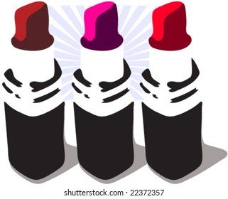 Vector illustration shows lipsticks