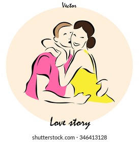 Vector illustration. Illustration shows a loving couple man and woman?
