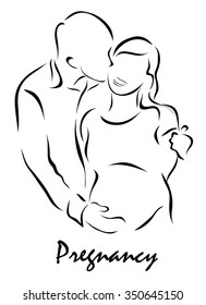 Vector illustration. Illustration shows a loving couple that awaits the birth of a child
