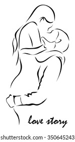 Vector illustration. Illustration shows a loving couple man and woman