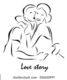Vector illustration. Illustration shows a loving couple man and woman
