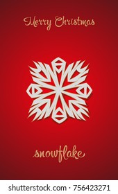 Vector illustration shows New Year and Christmas card. snowflake on a red background