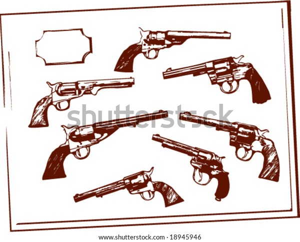 Vector Illustration Shows Old West Guns Stock Vector (Royalty Free ...