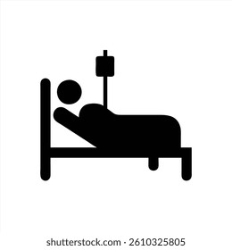 A vector illustration shows a patient lying in a hospital bed connected to an IV. The scene portrays a clinical setting focused on patient care and recovery.