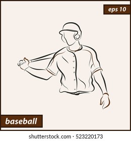 Vector illustration. Illustration shows a player with a baseball bat. Sport. Baseball