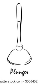 Vector illustration. Illustration shows a Plumbing Tools Plunger