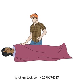 Vector Illustration Shows Recovery Position (first Aid).