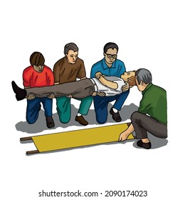 Vector Illustration Shows Recovery Position (first Aid).