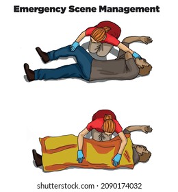 Vector Illustration Shows Recovery Position (first Aid).