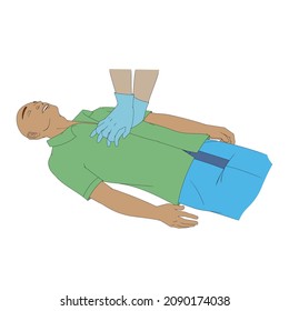 Vector Illustration Shows Recovery Position (first Aid).