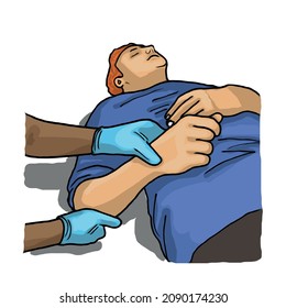 Vector Illustration Shows Recovery Position (first Aid).