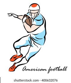 Vector illustration. Illustration shows a Running with the ball striker. American football