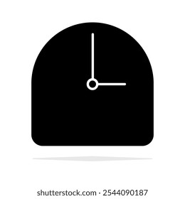 A vector illustration shows a simple, black clock icon on a white background, indicating 3 o'clock. This image represents a timer, conveying themes of time management and planning.