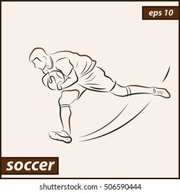 Vector illustration. Illustration shows a soccer goalkeeper catches the ball
