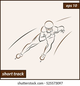 Vector illustration. Illustration shows a sportsman running on skates. Short track. Winter sport