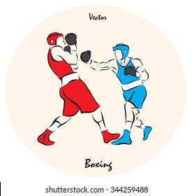 Vector illustration. Illustration shows a Summer Olympic Sports. Boxing