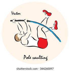 Vector illustration. Illustration shows a Summer Olympic Sports. Pole vaulting?