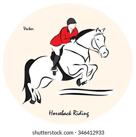 Vector illustration. Illustration shows a Summer Olympic Sports. Horseback Riding?
