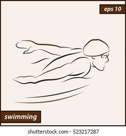 Vector illustration. Illustration shows a swimmer in motion. Sport. Swimming