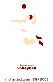 Vector illustration. Illustration shows a volleyball player returns the ball. Sport. Volleyball