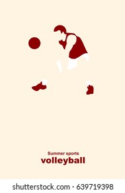 Vector illustration. Illustration shows a volleyball player returns the ball. Sport. Volleyball