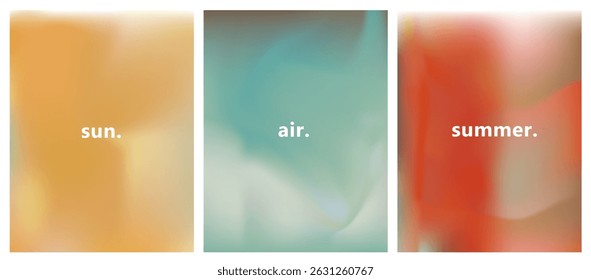 Vector illustration shows warm, blurred gradients in orange, teal, and coral hues. The style embraces the trending modern blur gradient technique, popular for fresh, abstract visuals in 2025.
