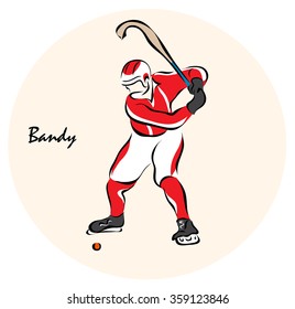 Vector illustration. Illustration shows the winter sports. Bandy