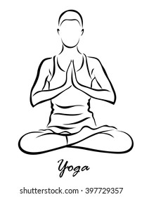 Vector illustration. Illustration shows a woman practices yoga in the lotus position. Yoga