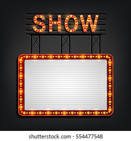 Vector illustration of Showtime signboard retro style with light frame